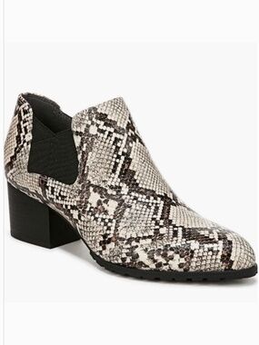 Vionic Belmont Leather Ankle Bootie Embossed Snake Print SZ 9